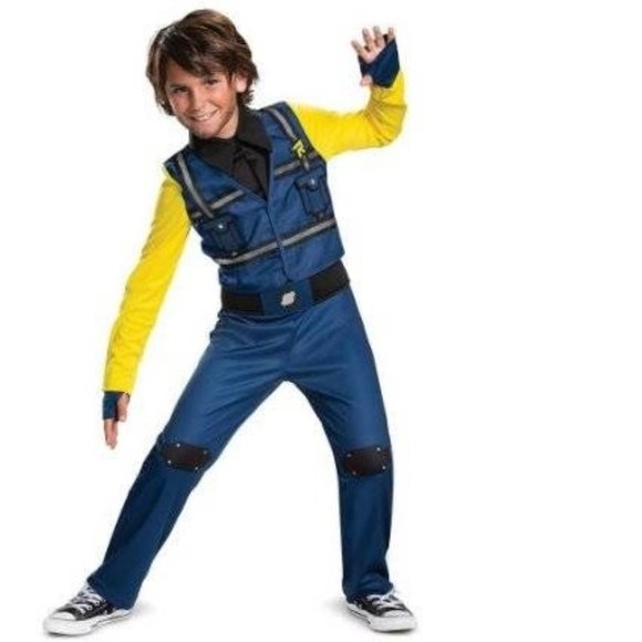 Lego Movie Rex Halloween Costume 4/6 Jumpsuit & Flail Weapon 5 Pc Boys - Picture 2 of 7